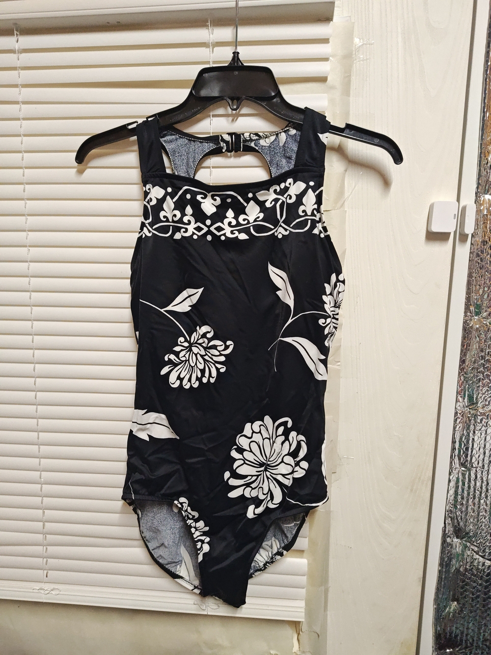 Jantzen Black and White Floral One-Piece Swimsuit